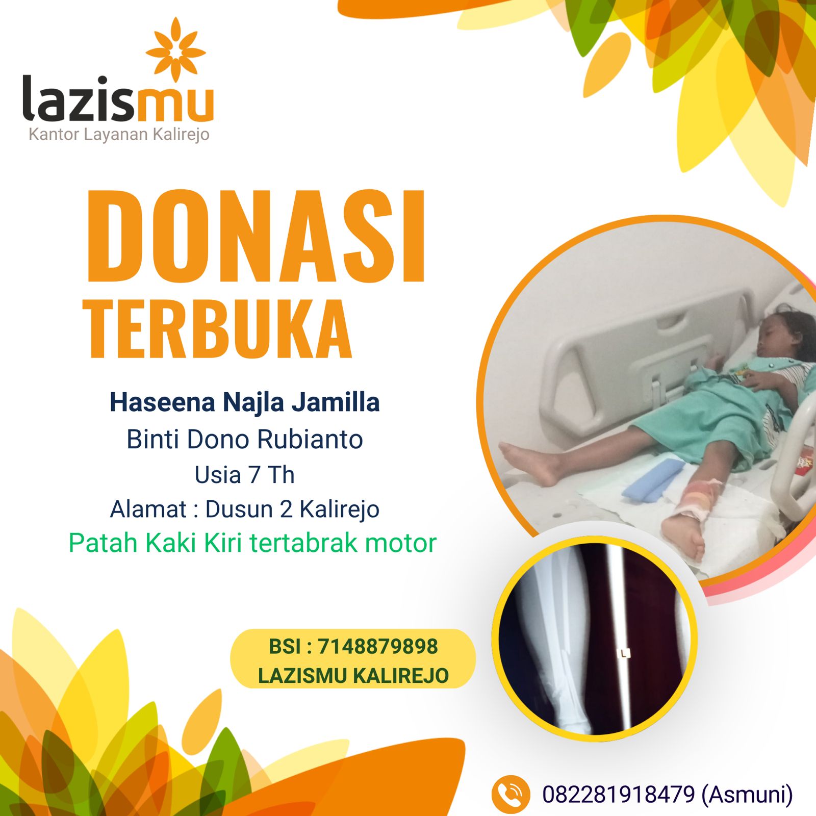Donasi kemanusiaan untuk Haseena Najla Jamilla